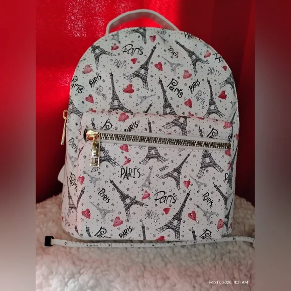 VEGAN LEATHER PARIS DESIGN MINI BACKPACK - Picture 6 of 11